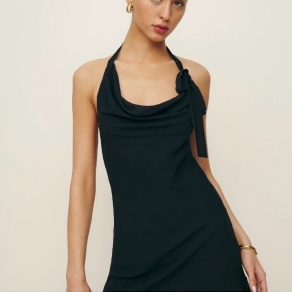 Reformation Black Halter Mini Dress